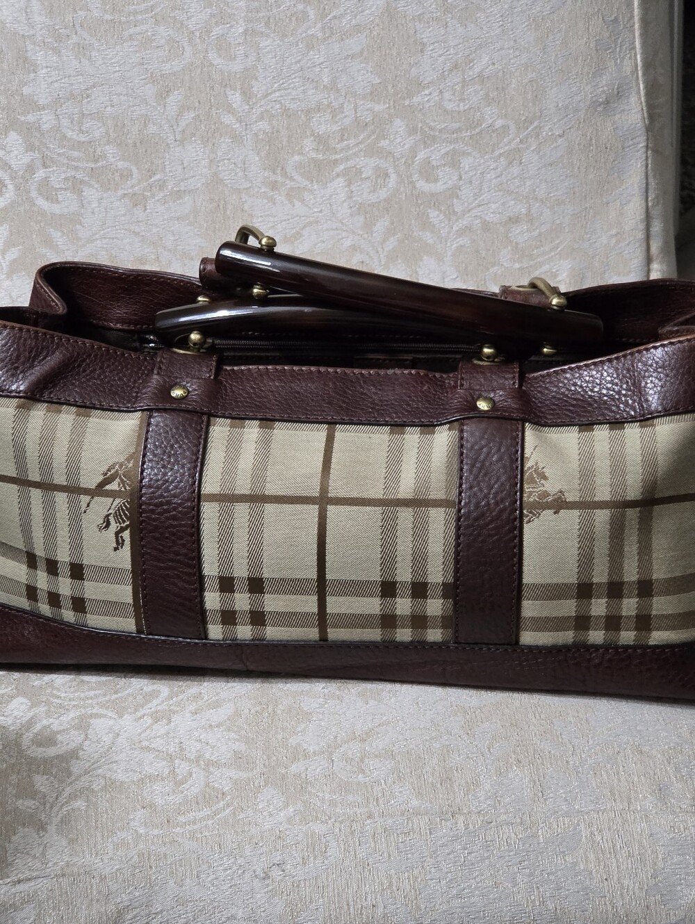 BURBERRY HAYMARKET CANVAS N LEATHER BAG